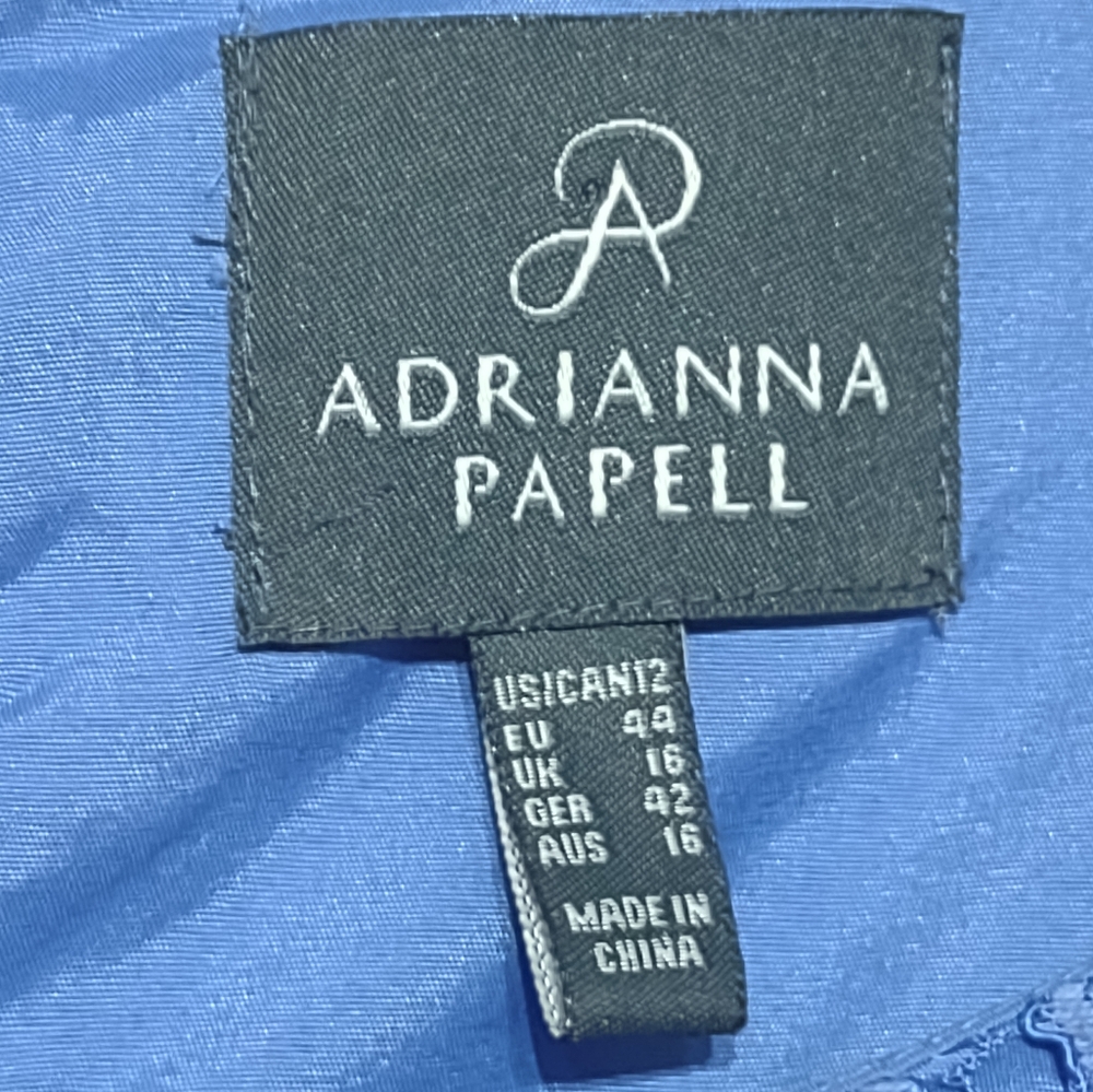 ❤️Sold CCO Adrianna Papell Elegant Blue Lace Dress Size 12 - Picture 8 of 8